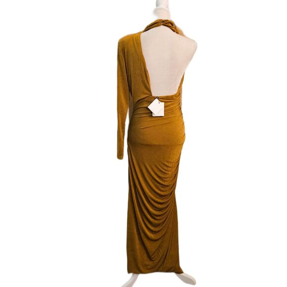 NWT MISHA x Anthropologie Pauline Bronze Asymmetric Jersey Maxi Dress $378 Sz 10 - Picture 5 of 12